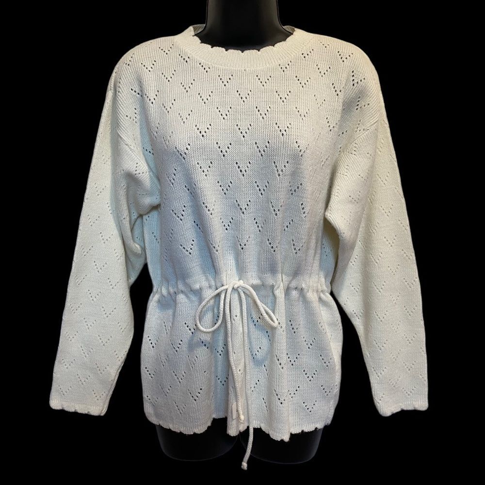 Vintage Vis-A-Vis Sweater Scalloped Neck Cuffs & Hem Ultra Feminine Sz M New